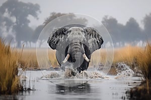 dangerous male africa elephant .Generative Ai