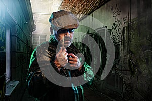 Dangerous man holding knife