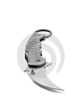 Gray jackknife with a sharp blade. Isolated on white background.