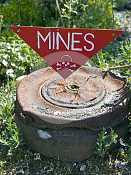 Dangerous mines sign