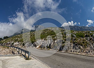 A dangerous mountain road in the Alban Mountains. The road of de