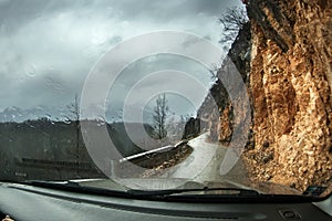 Dangerous mountain road in the Balkans