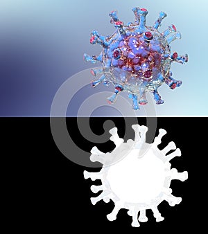 Dangerous and nasty virus single cell isolated 3d render