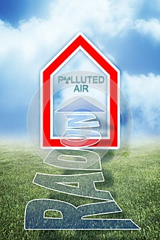 Dangerous, odorless and colorless radon gas entering your home - concept illustration photo