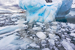 Dangerous pack Ice surround iceberg in Antarctica