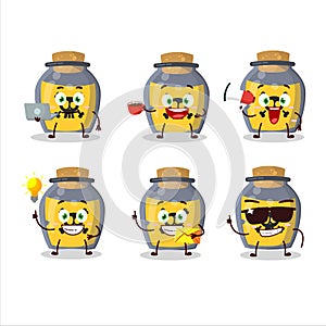 Dangerous potion cartoon character with various types of business emoticons