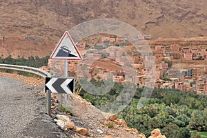 Dangerous road in a Atlas mountains
