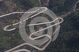 Dangerous serpantine road in the mountains