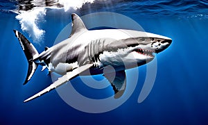 dangerous shark view from underwater
