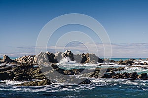 Dangerous sharp sea rocks