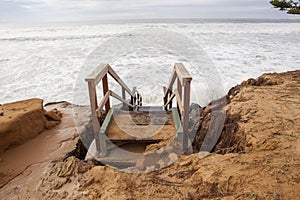 Dangerous steps after beach erosion