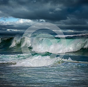 Dangerous stormy weather - big ocean waves