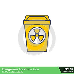 Dangerous trash bin icon in smooth style, with pixel perfect and  stroke eps 10