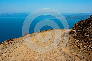 Dangerous turn on road to Gramvousa at Crete