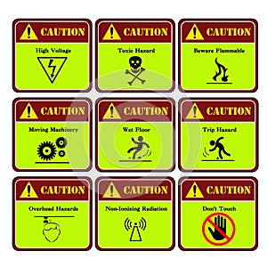 Dangerous and warning label in the industry
