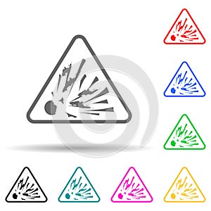 dangerously explosive sign multi color style icon. Simple glyph, flat vector of warning signs icons for ui and ux, website or