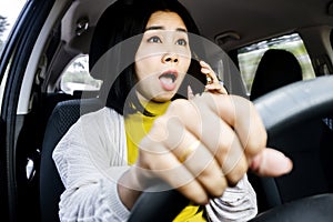 Dangers of Using a Mobile Phone While Driving with Careless Asian Woman's Car Accident