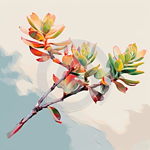 Dangling Plant: A Vibrant Digital Gradient Blend Painting