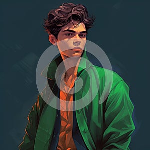Daniel In Artgerm-inspired Green Sweater And Jacket