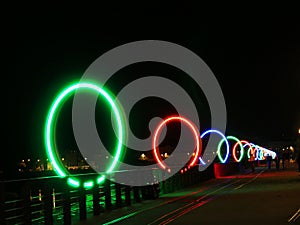 Daniel Buren`s colorful rings in Nantes, France photo