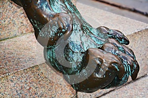 Daniele Manin bronze statue, details, in Venice, Europe