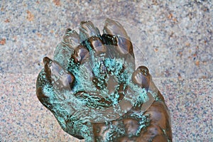 Daniele Manin bronze statue and paw lion, in Venice, Europe