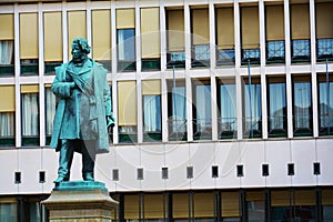 Daniele Manin statue and architectural building, in Venice, Europe