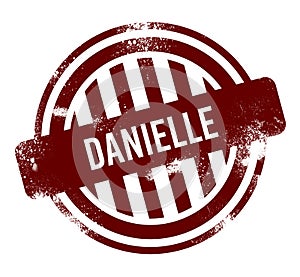 Danielle - red round grunge button, stamp photo