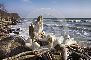 Danish coastline in a winter after eastern storm.