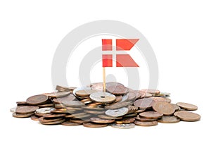 Danish coins with flag