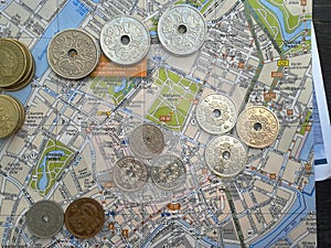 Danish coins and map