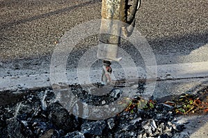 DANISH COUNCIL CONSTRUCTION WORKER DIGING ROAD