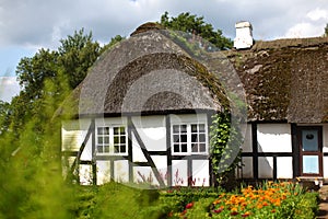 Danish farmhouse with thatched roof