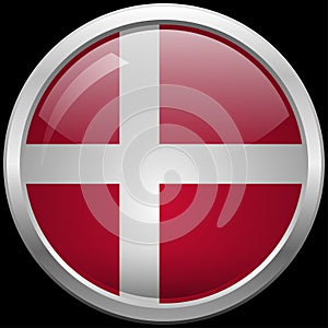 Danish flag glass button vector illustration