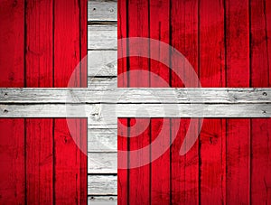 Danish flag painted on wooden boards