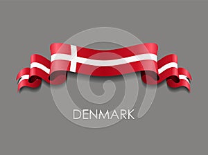 Danish flag wavy ribbon background. Vector illustration.