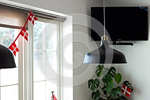 Danish flag in white kitchen