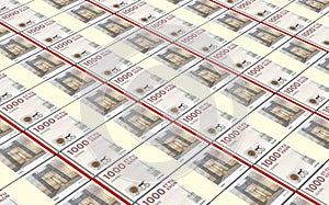 Danish krone bills stacks background. photo