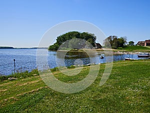 Danish landscape seascape of Gaborg Fjord in Gamborg Funen Denmark