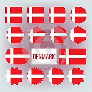 Danish National Colors, Insignia Vector Icons Set photo