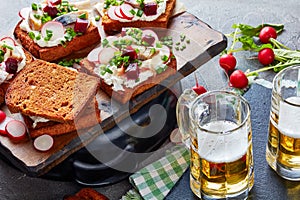 Danish open faced sandwiches and beer