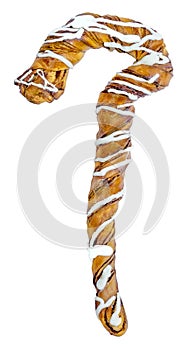 Danish pastry twist on white background,shape walking stick