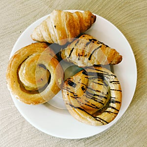 Danish Pastry. This pastry type is named Danish because it originates from Denmark. photo