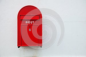 Danish red mailbox on the wall