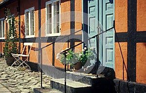 Danish red timbered house, Bornholm in Denmark