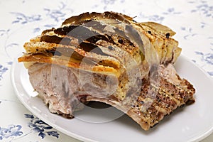 Danish roast pork (Flæskesteg) just out of the oven.