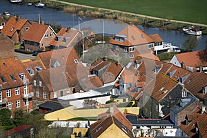 Danish Royal Ribe town seen from above.