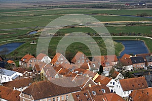 Danish Royal Ribe town seen from above.