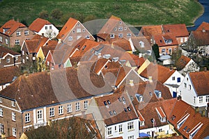 Danish Royal Ribe town seen from above.