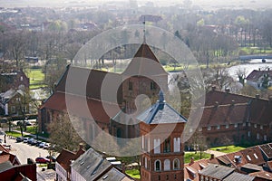 Danish Royal Ribe town seen from above.